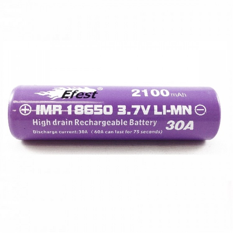 Efest Purple 18650 High Discharge Rate Battery 2100mAh BUTTON Top