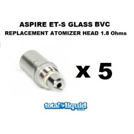 Aspire ET-S Glass BVC Replacement Atomizer Head 1.8 Ohms (PACK OF FIVE) (Also fits K1)